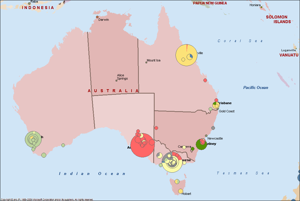 Australian interest in leagues by city on LiveJournal